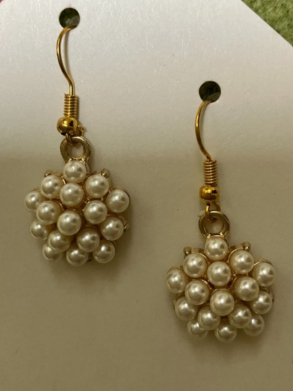 Handcrafted Pearl Drop Pierced Earrings, White